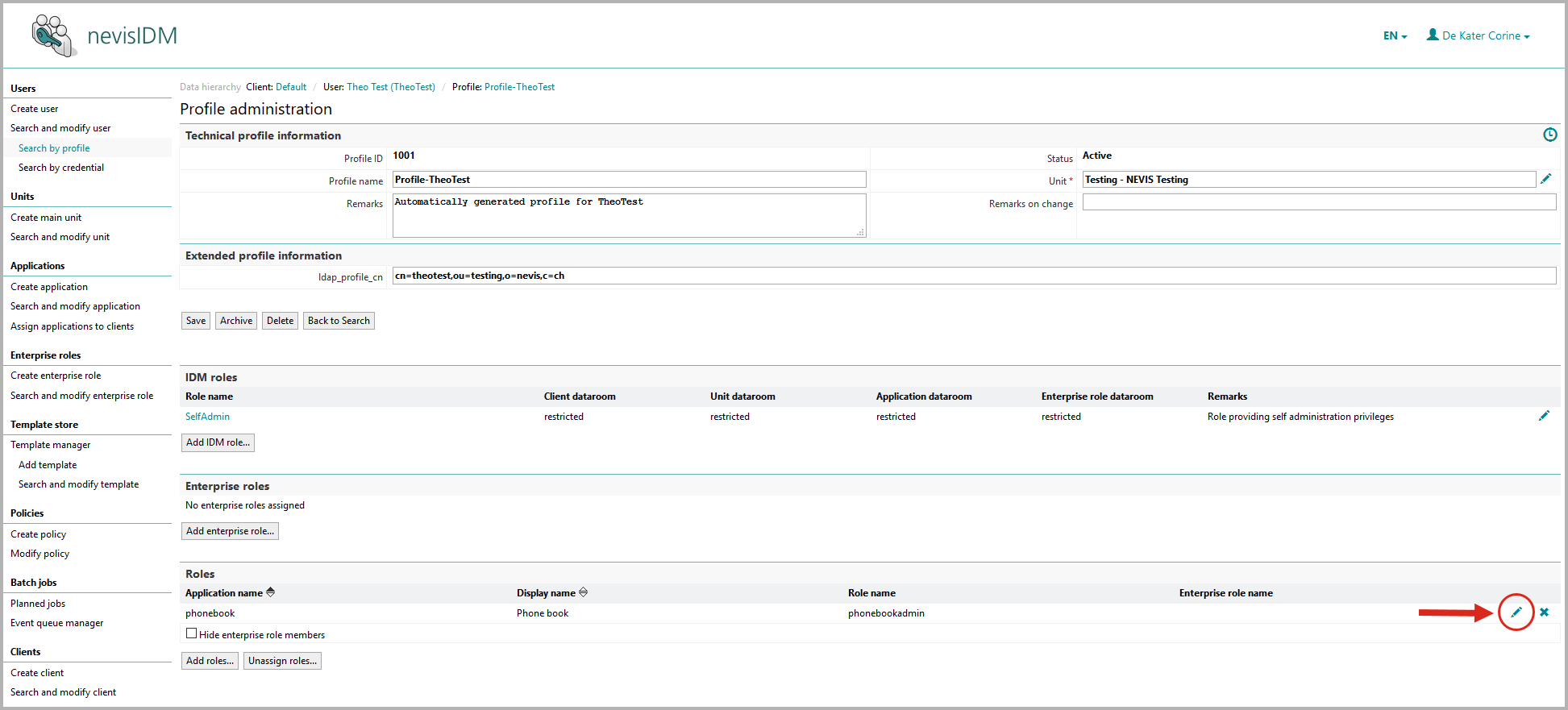 Example: Assign onProfileForApp property value - 1