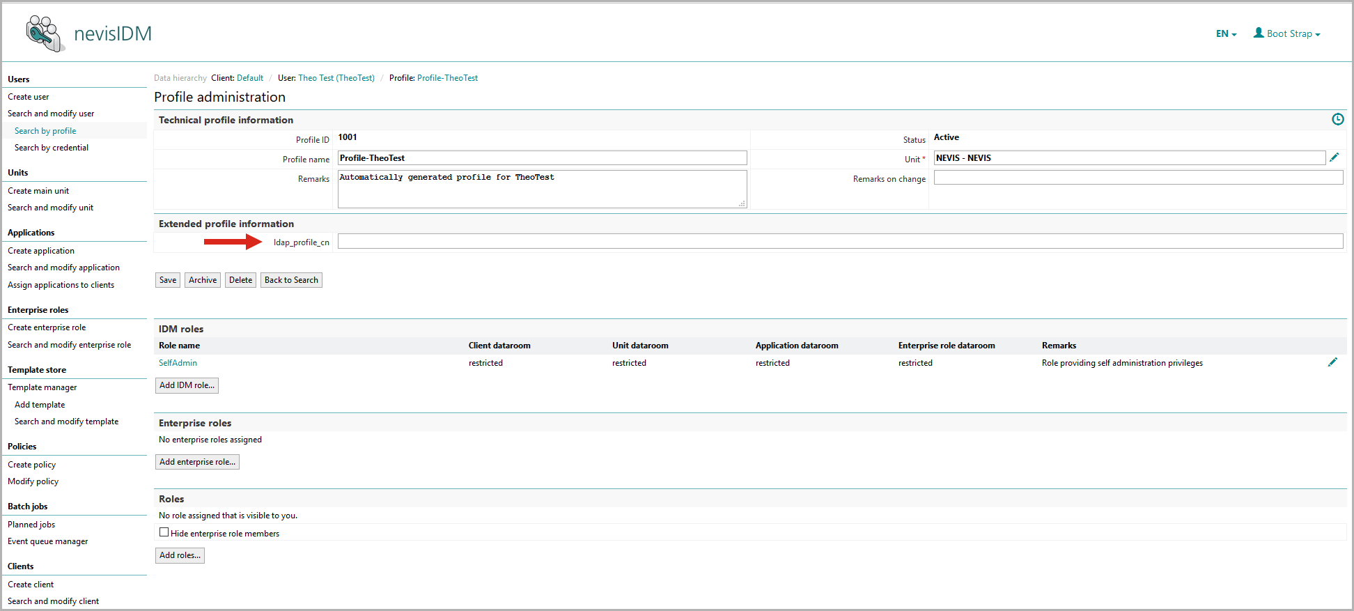 Custom property ldap_profile_cn with scope onProfileGlobal