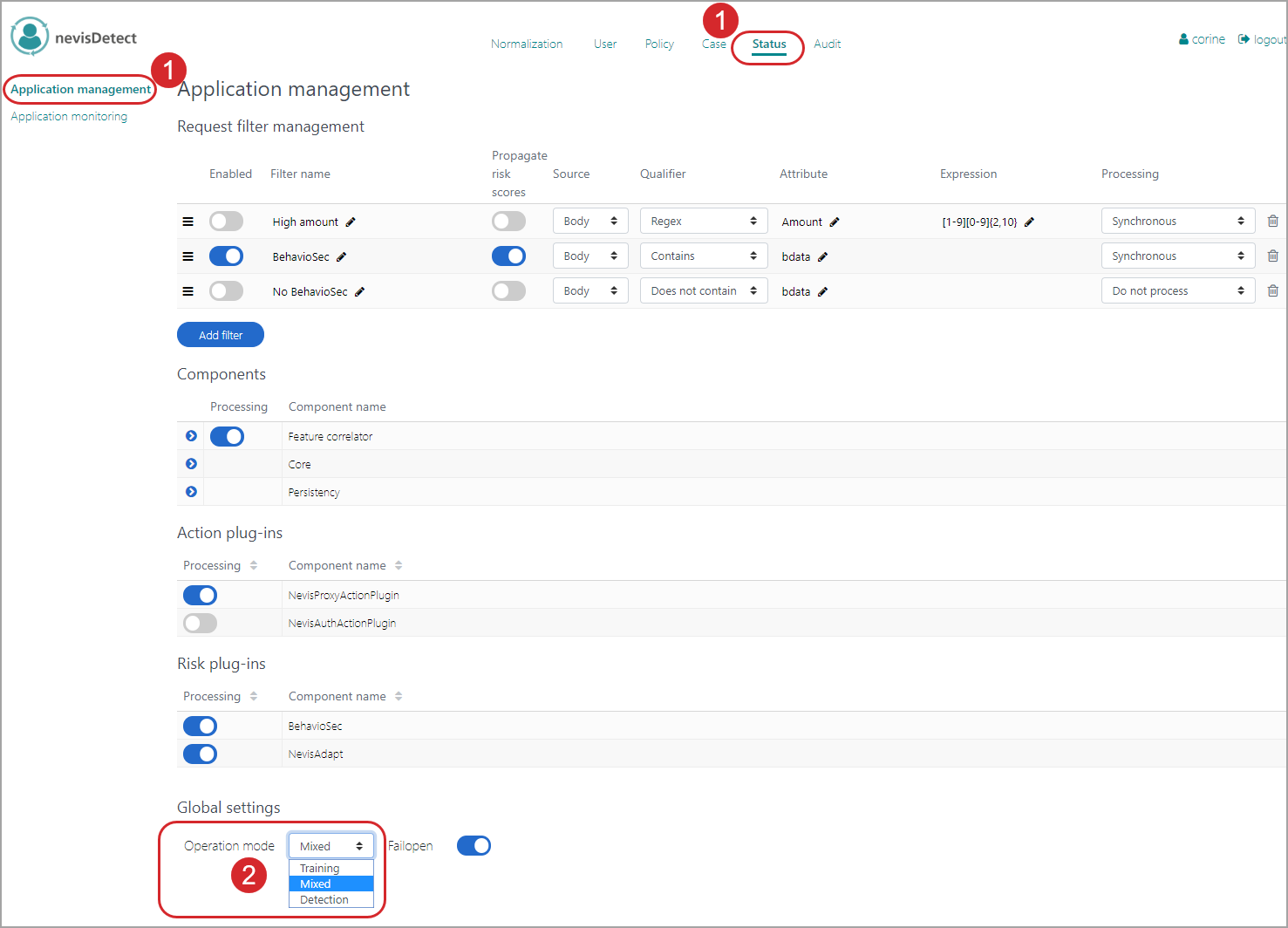 Security expert - Setting the operation mode