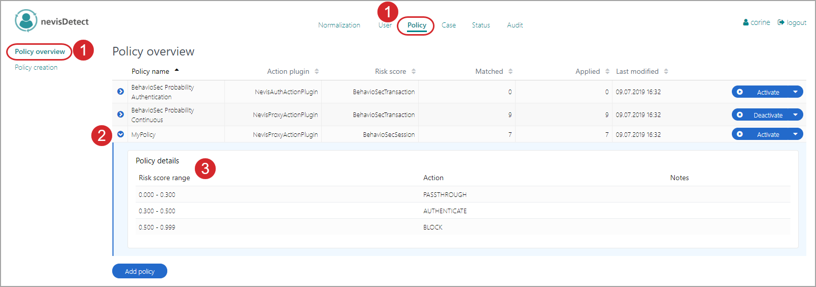 Security expert - View policy details