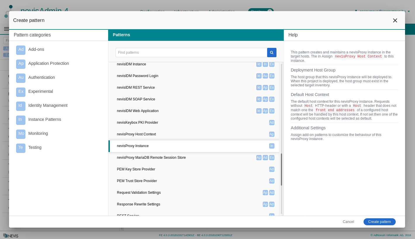nevisAdmin 4 UI - Help panel