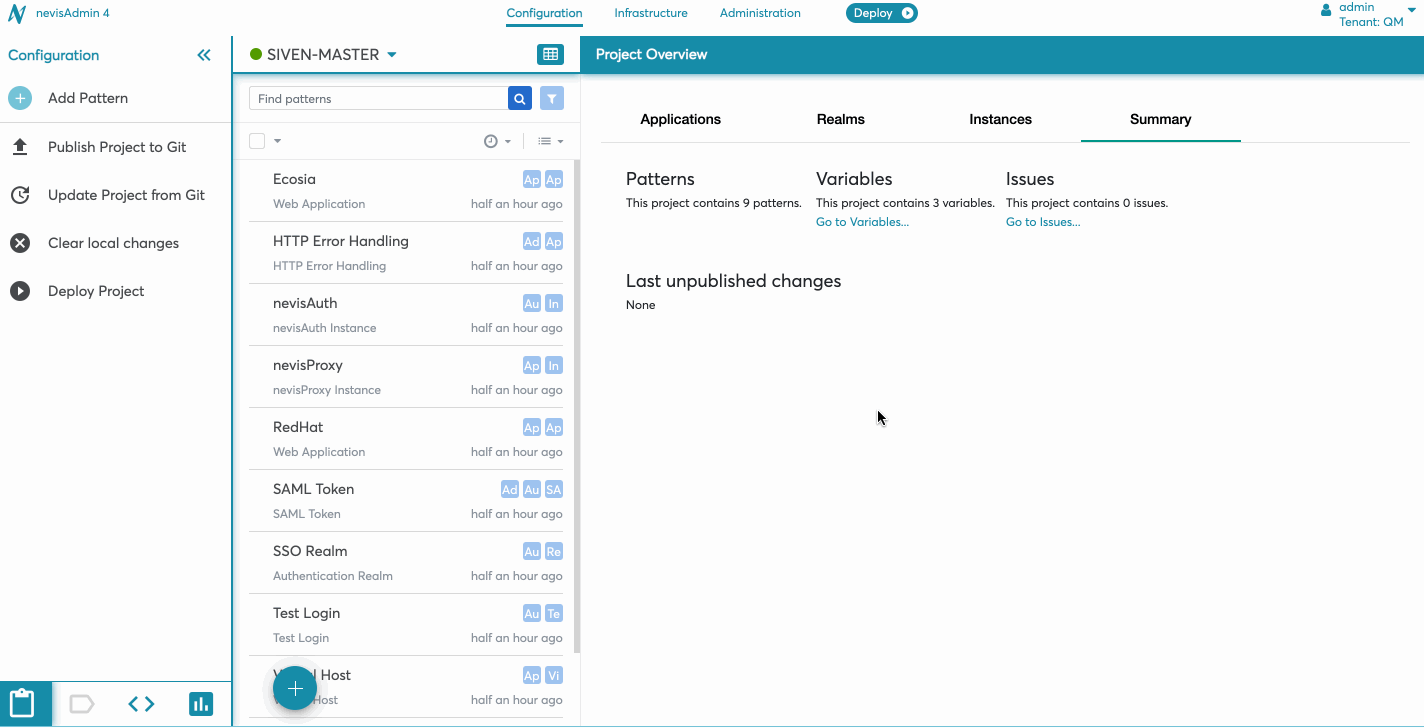Clear local changes in the project