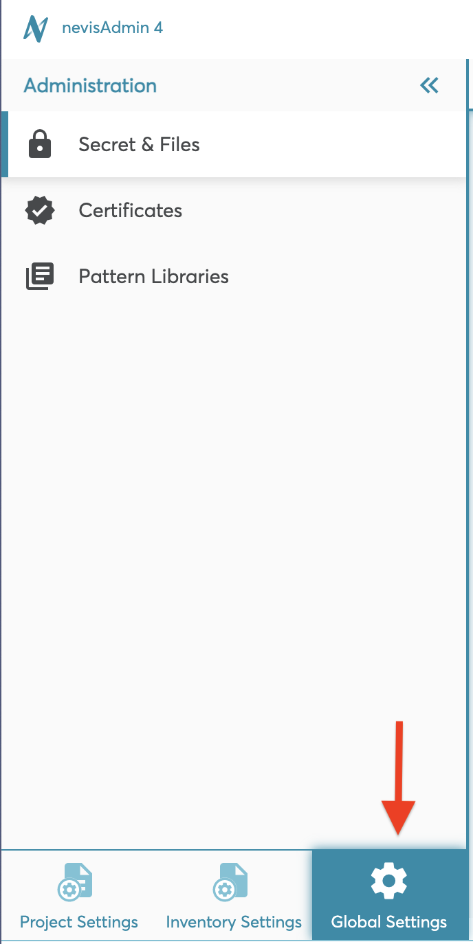 Global Settings menu