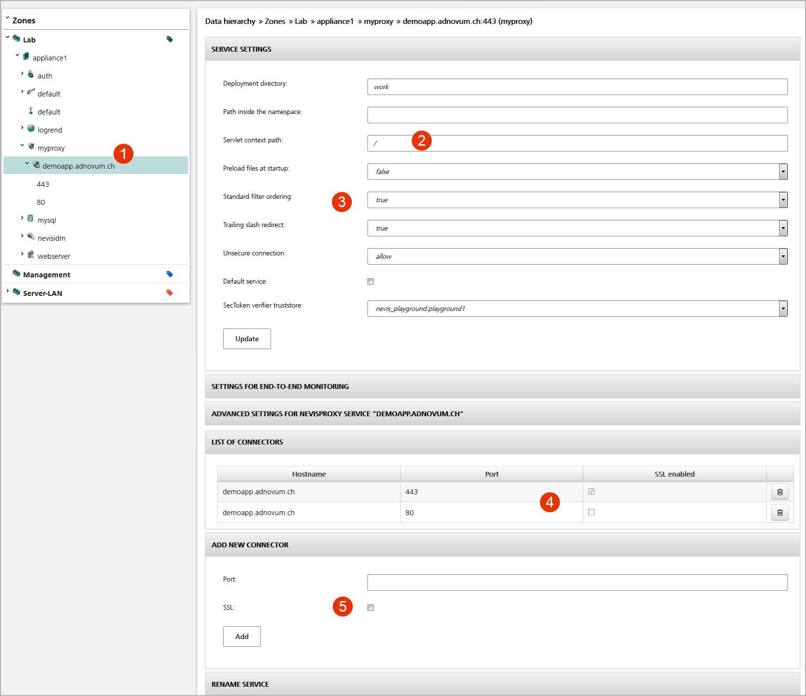 Sample nevisProxy service view