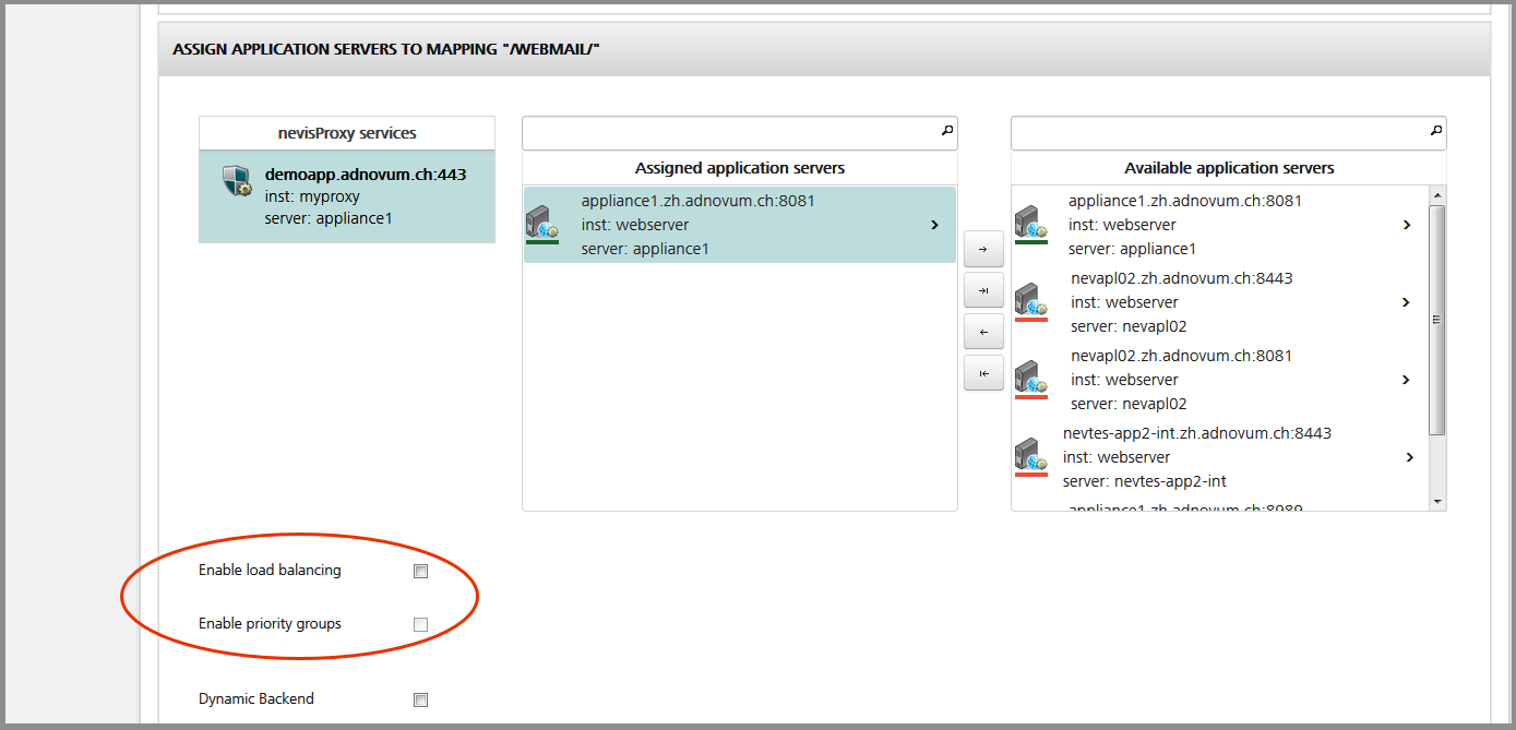 Enabling failover or load balancing