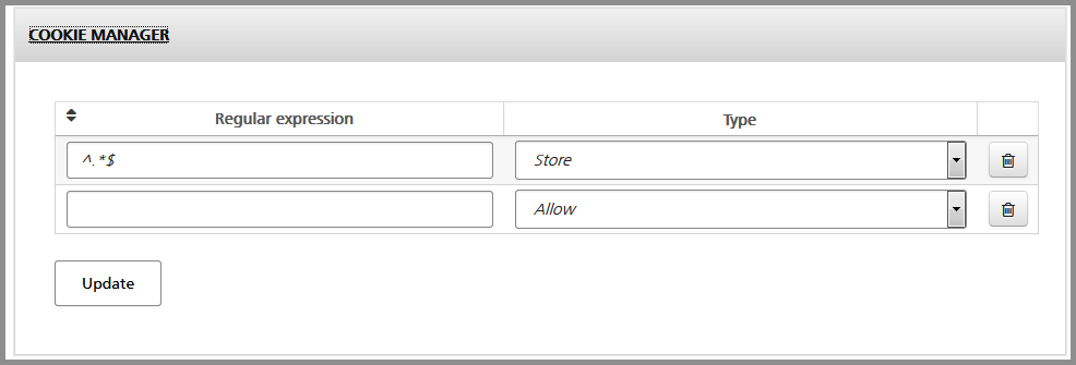 Cookie Manager of the Mapping view
