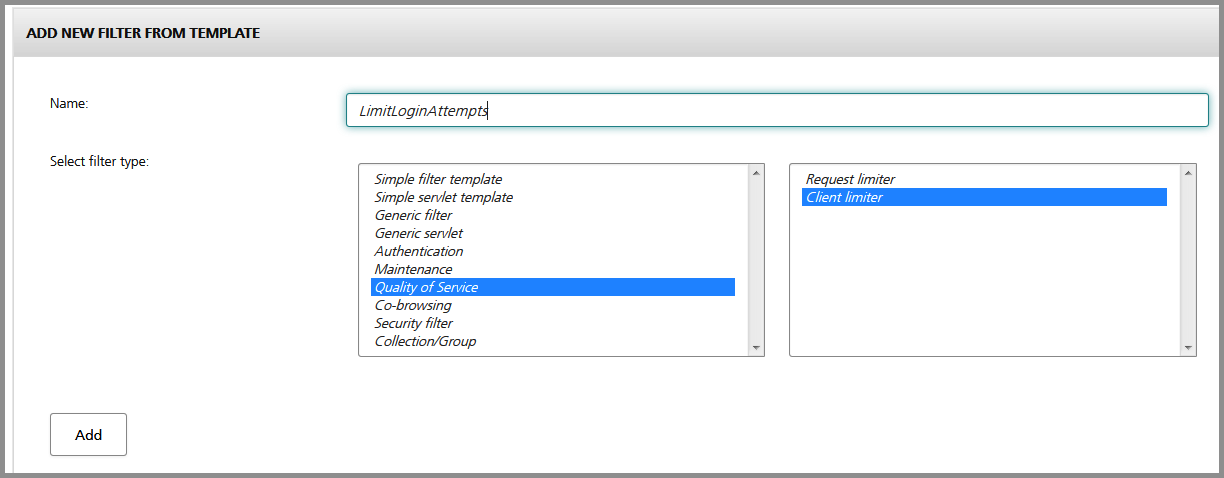 Create a new client limit filter