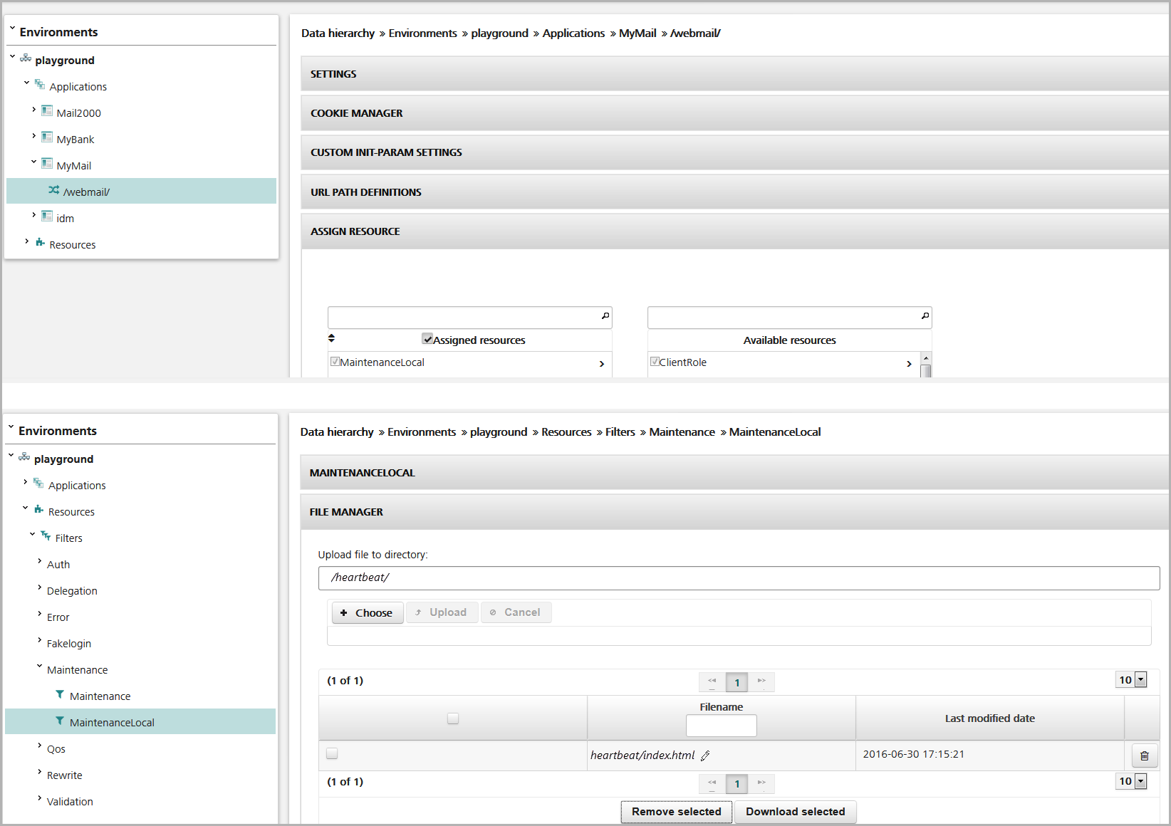 Local mapping serving the status page