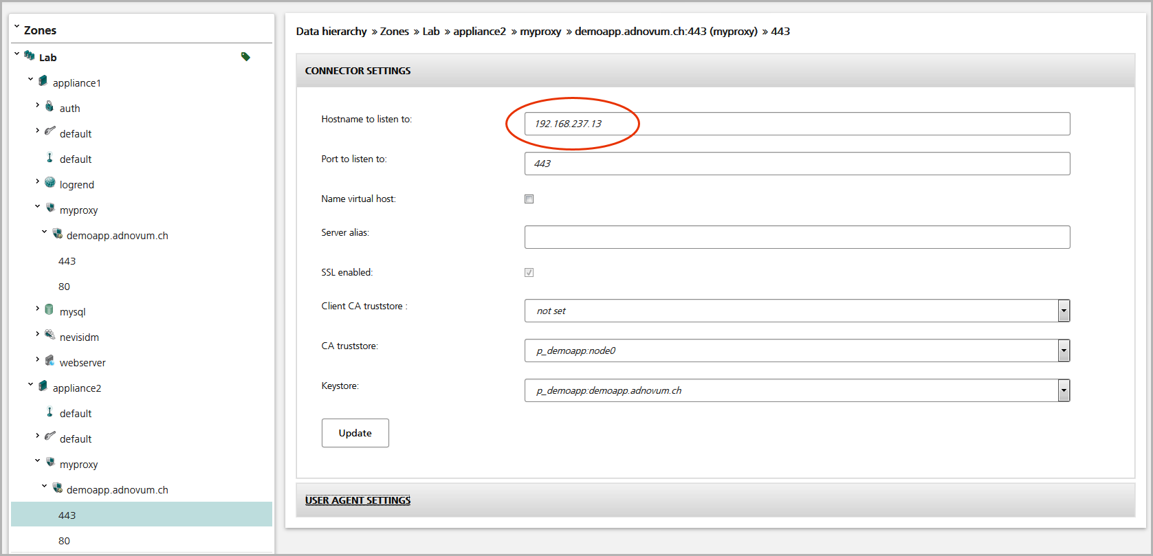Setting the shared IP address