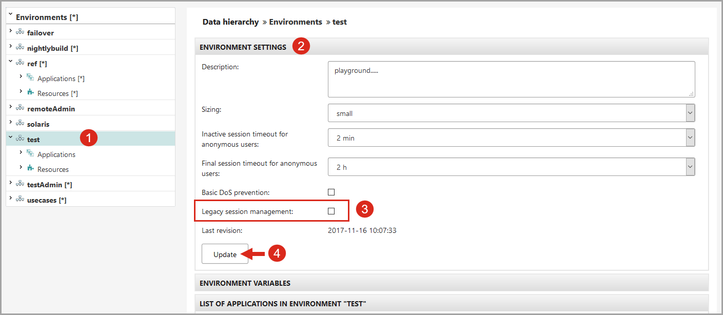 Disable the legacy Container Session Management and enable the Dynamic Session Engine