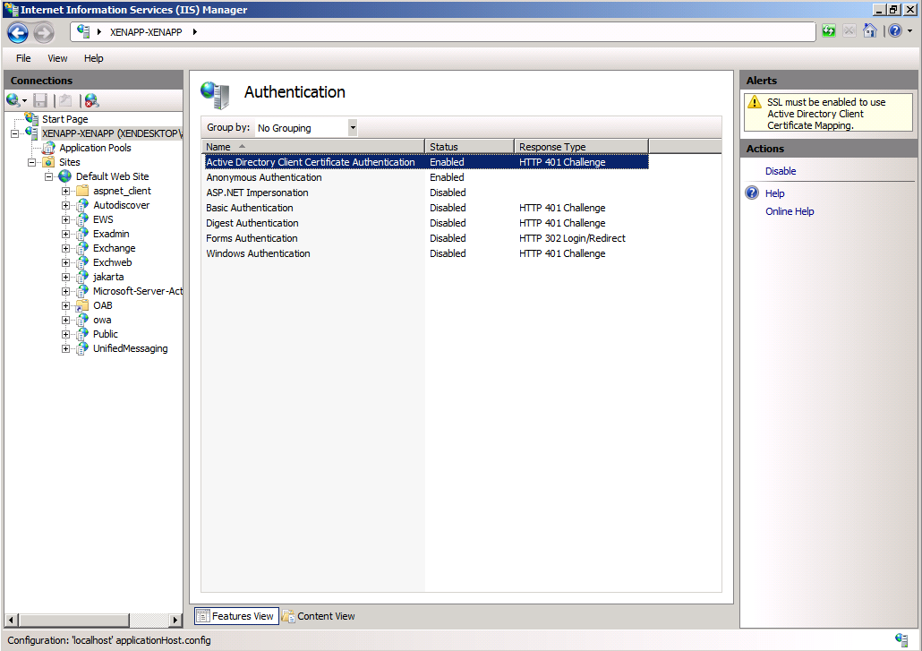 Authentication settings