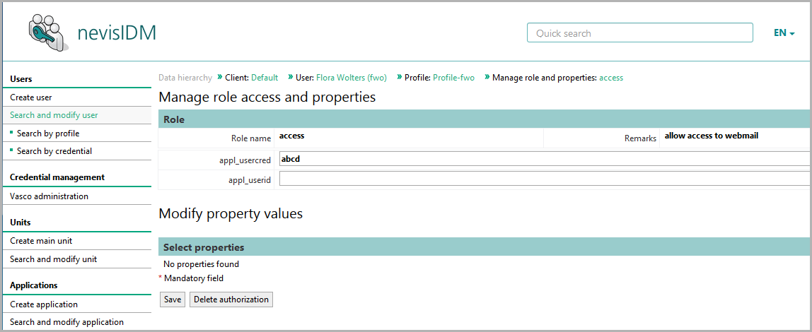 User's profile for the application webmail storing the static password abcd for this user*