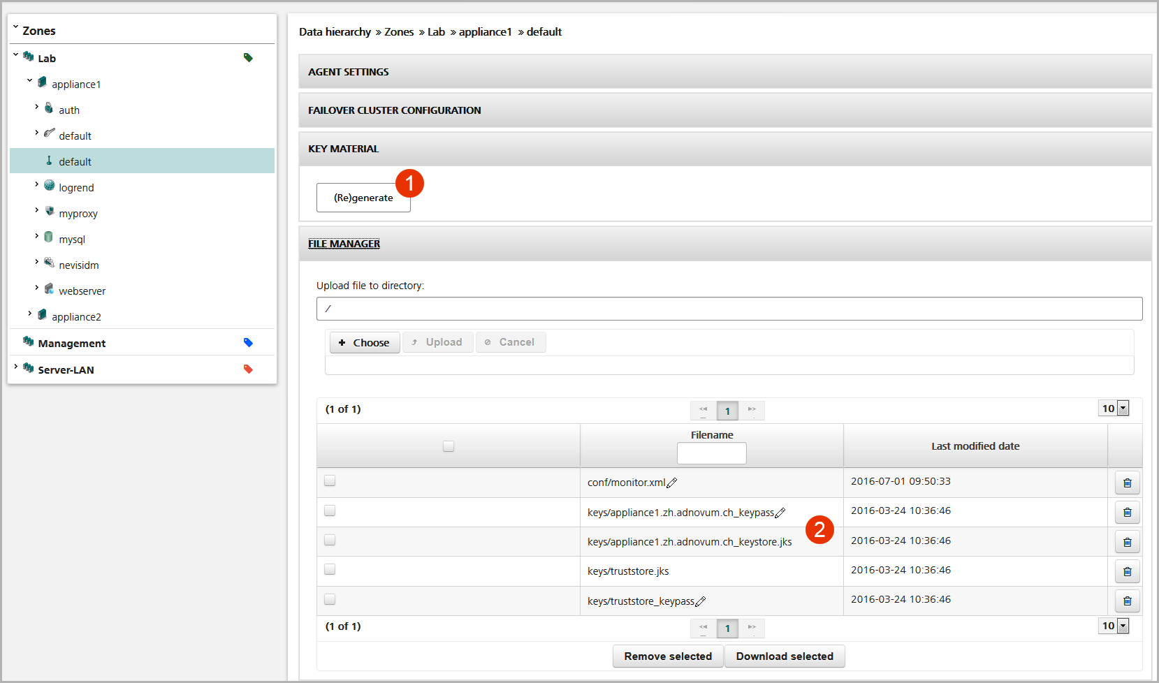 Generate and download the key material