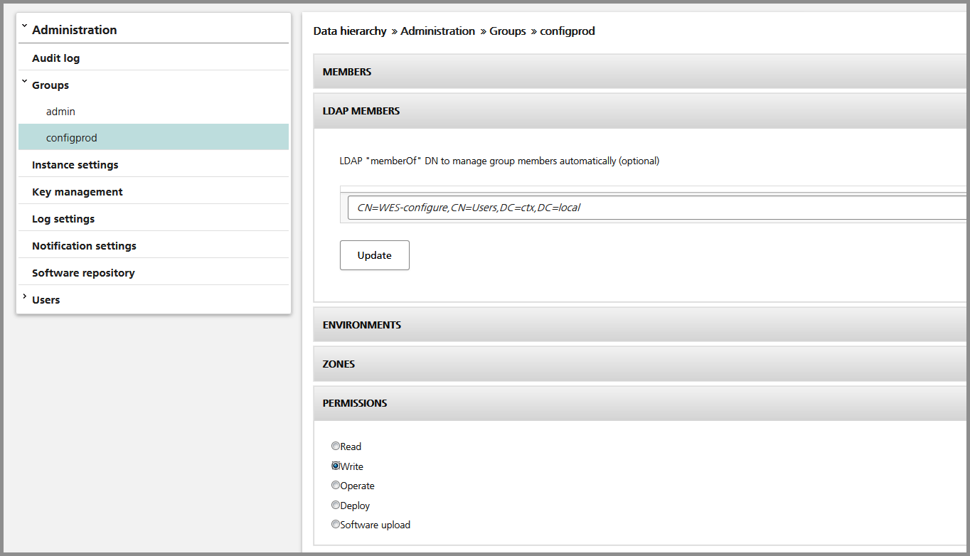 Example group mapping