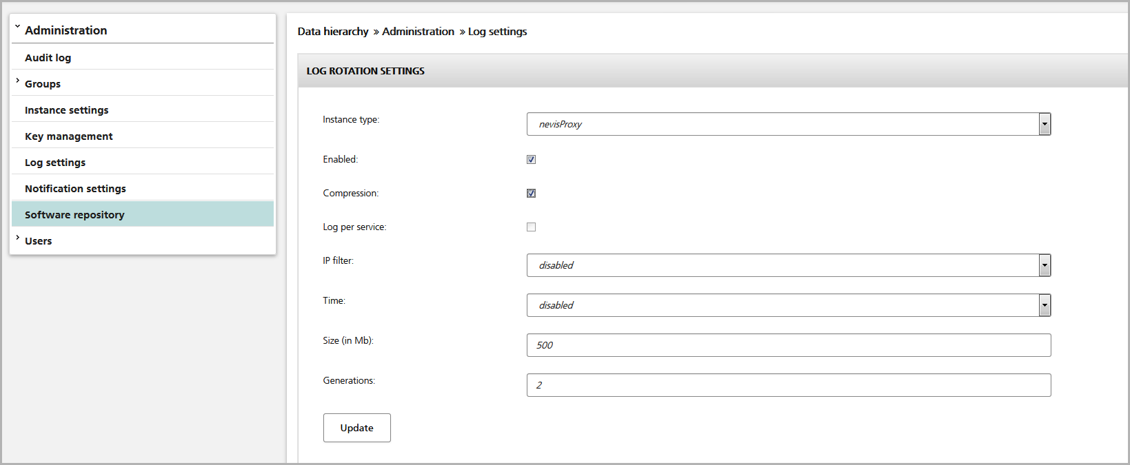 Log settings