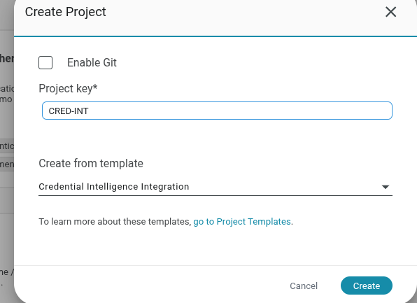 Credential Intelligence Project Template Create