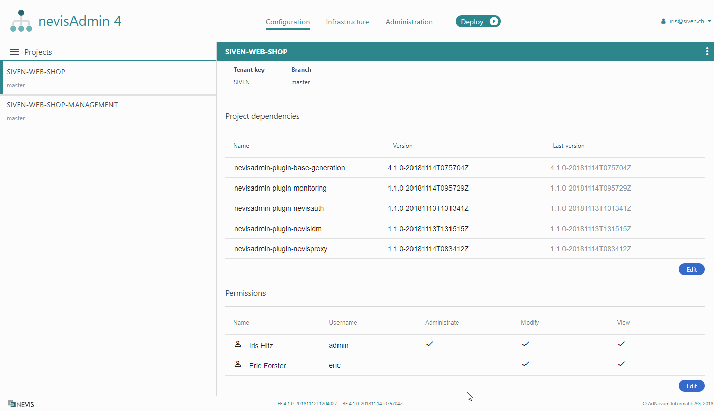 How to set the project permissions