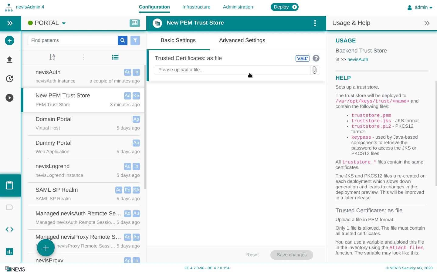How to upload trusted certificates in PEM format