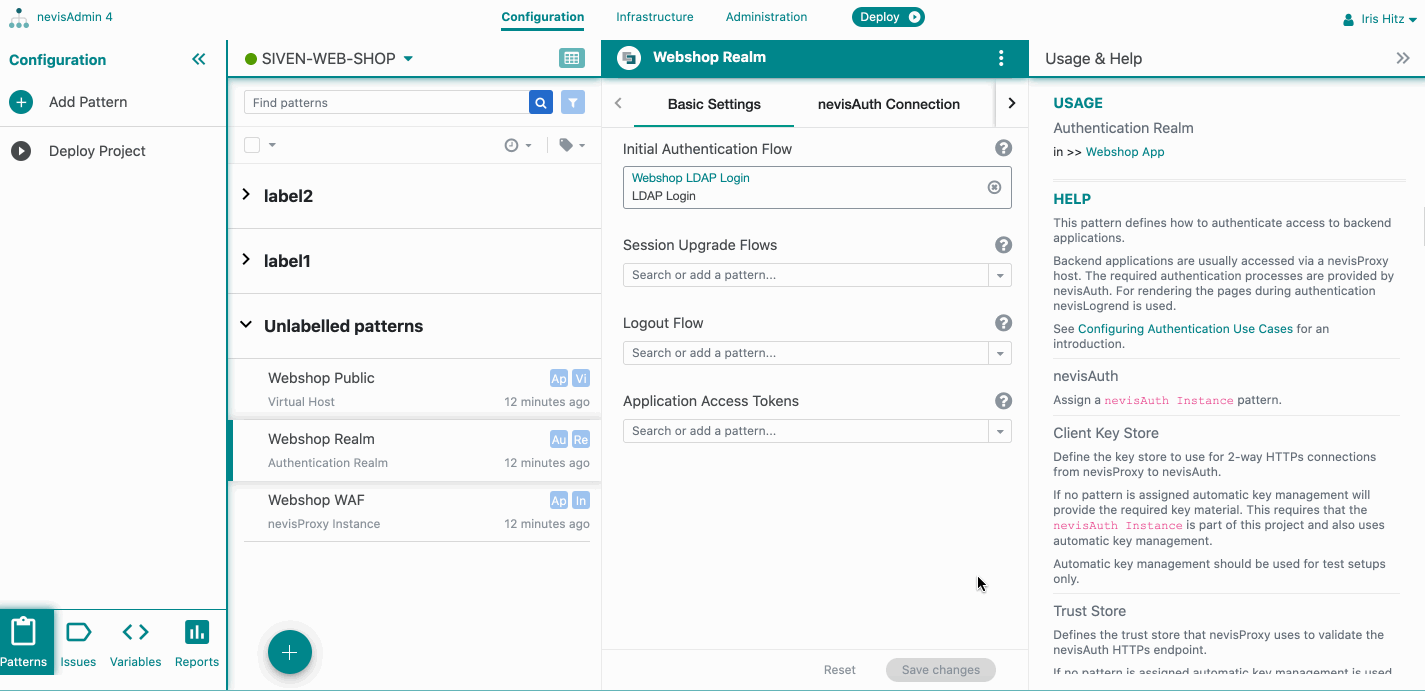 How to remove labels from a single pattern