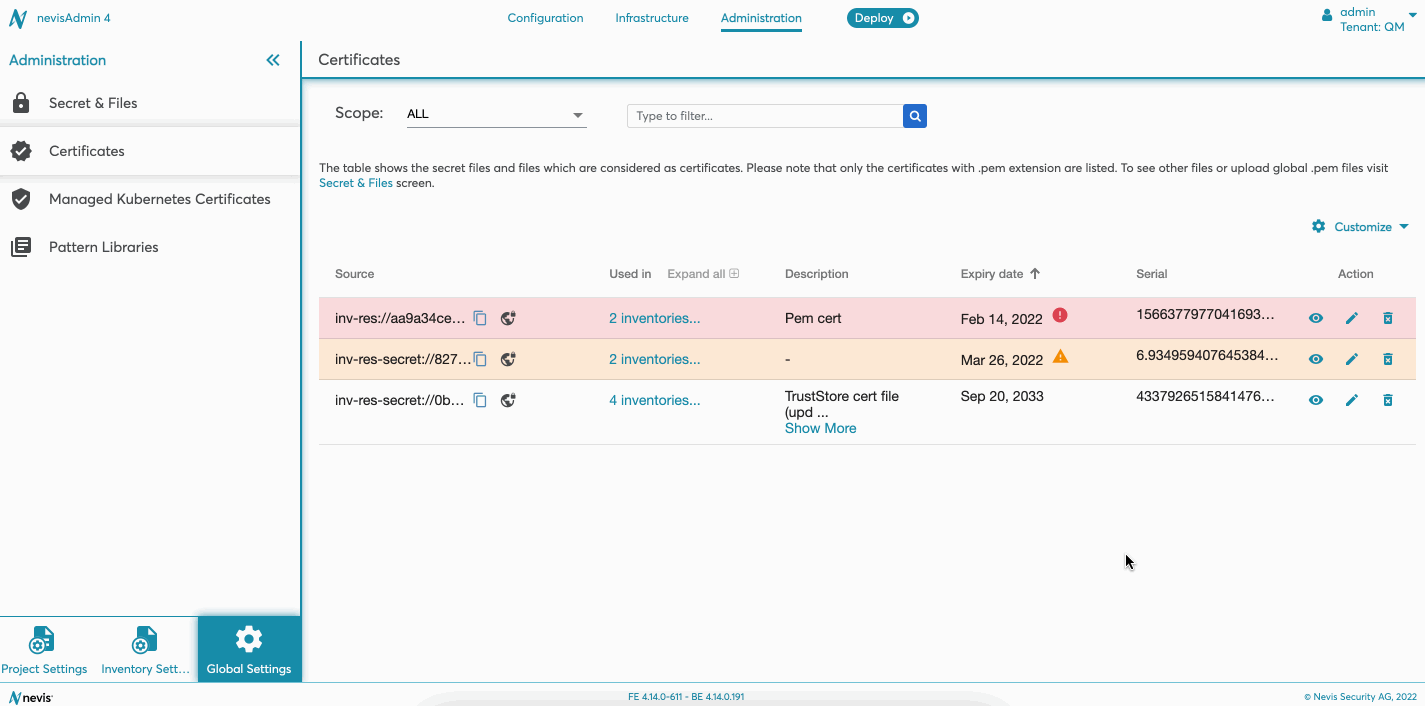 Replacing a certificate